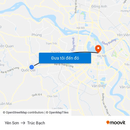 Yên Sơn to Trúc Bạch map