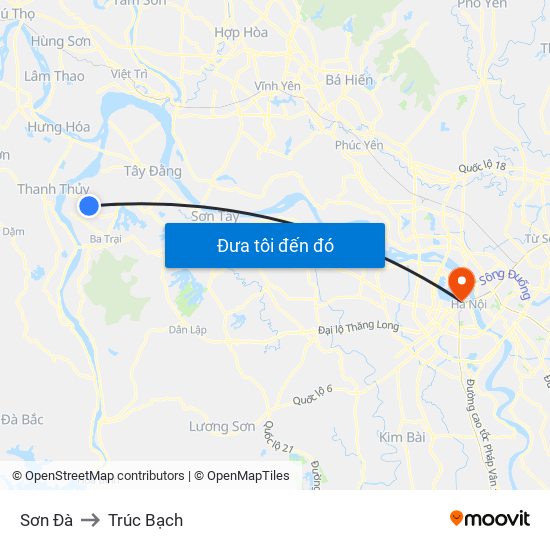 Sơn Đà to Trúc Bạch map