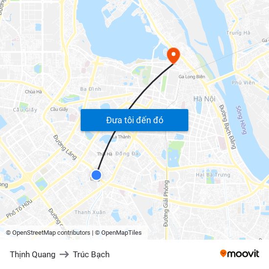 Thịnh Quang to Trúc Bạch map