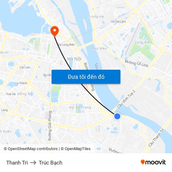 Thanh Trì to Trúc Bạch map