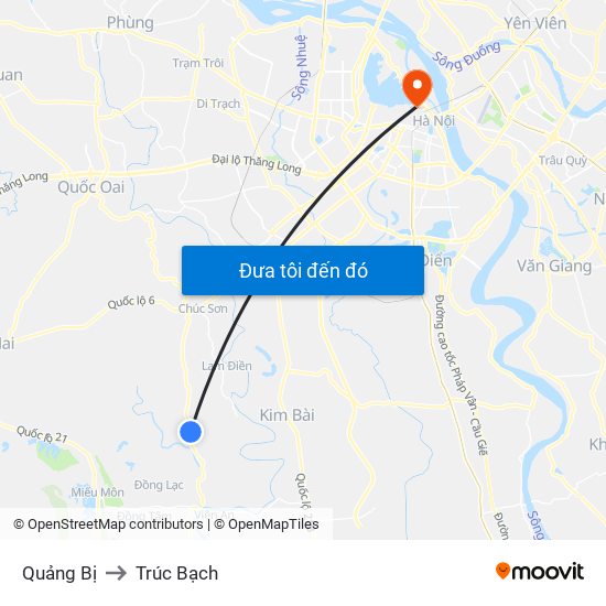 Quảng Bị to Trúc Bạch map