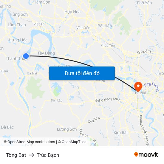 Tòng Bạt to Trúc Bạch map