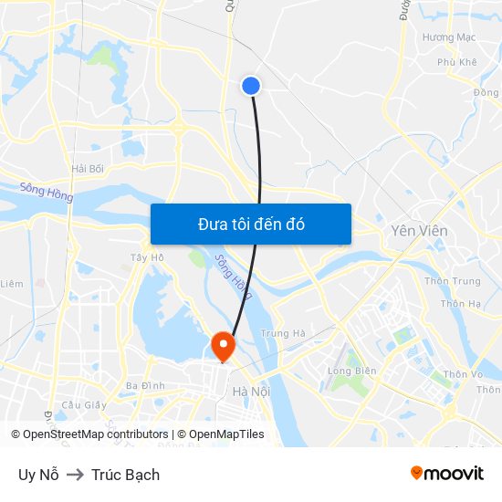 Uy Nỗ to Trúc Bạch map