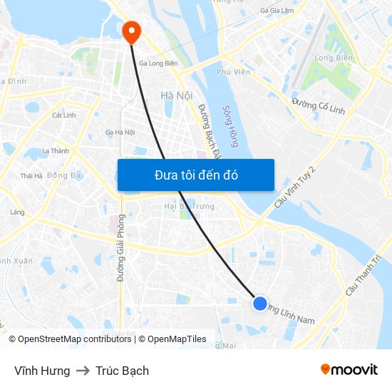 Vĩnh Hưng to Trúc Bạch map
