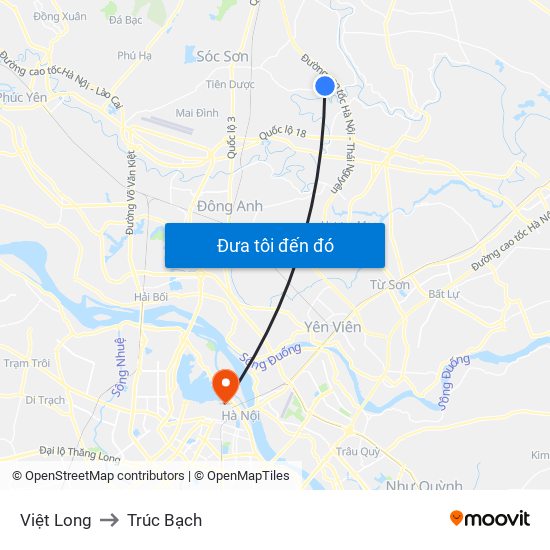 Việt Long to Trúc Bạch map