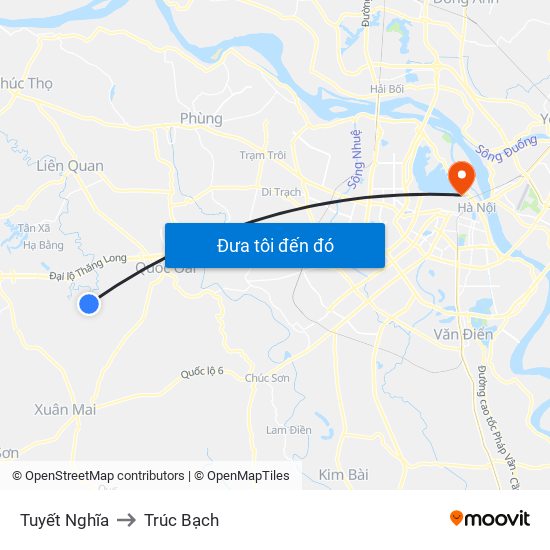 Tuyết Nghĩa to Trúc Bạch map