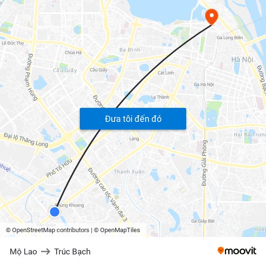 Mộ Lao to Trúc Bạch map