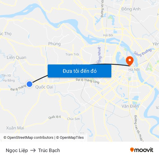 Ngọc Liệp to Trúc Bạch map