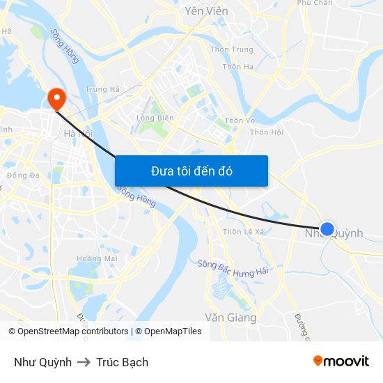 Như Quỳnh to Trúc Bạch map