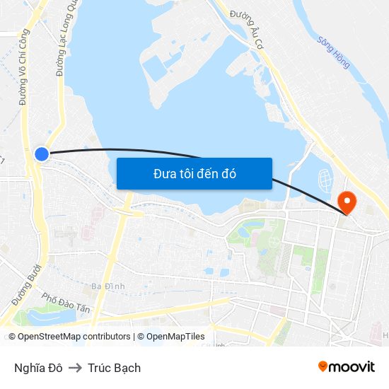 Nghĩa Đô to Trúc Bạch map