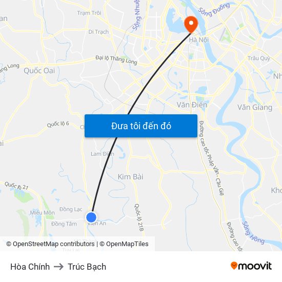 Hòa Chính to Trúc Bạch map