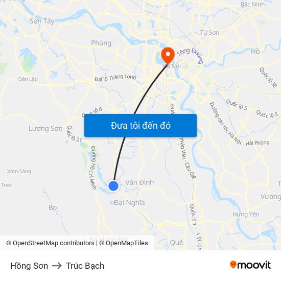 Hồng Sơn to Trúc Bạch map