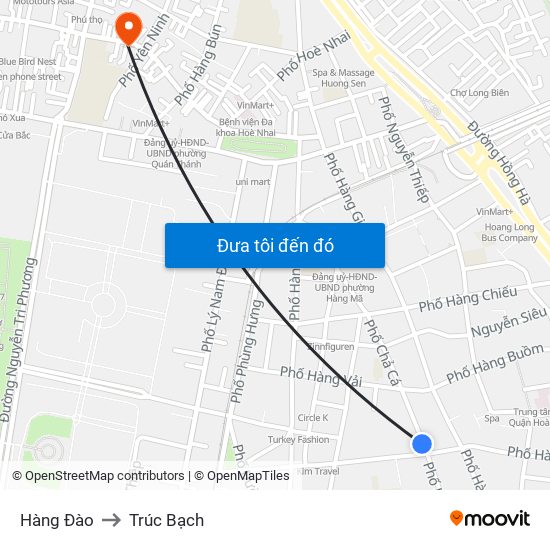Hàng Đào to Trúc Bạch map