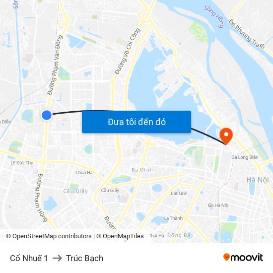 Cổ Nhuế 1 to Trúc Bạch map