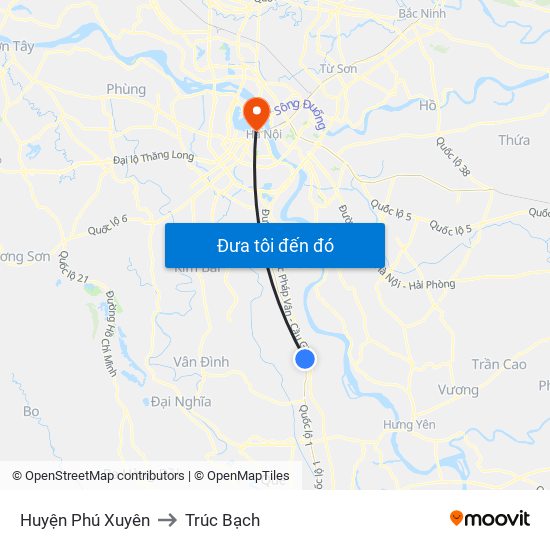 Huyện Phú Xuyên to Trúc Bạch map