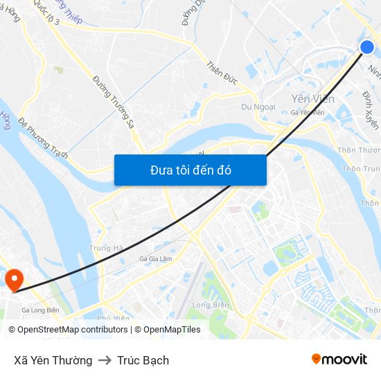 Xã Yên Thường to Trúc Bạch map