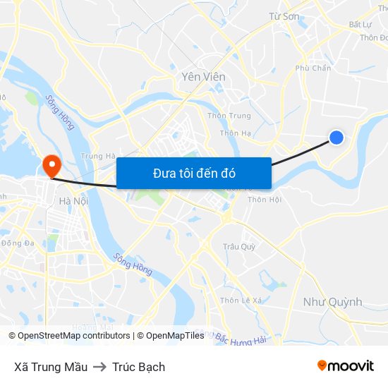 Xã Trung Mầu to Trúc Bạch map