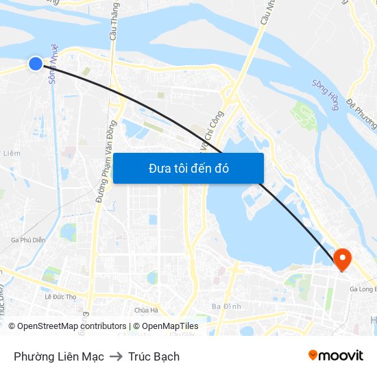 Phường Liên Mạc to Trúc Bạch map