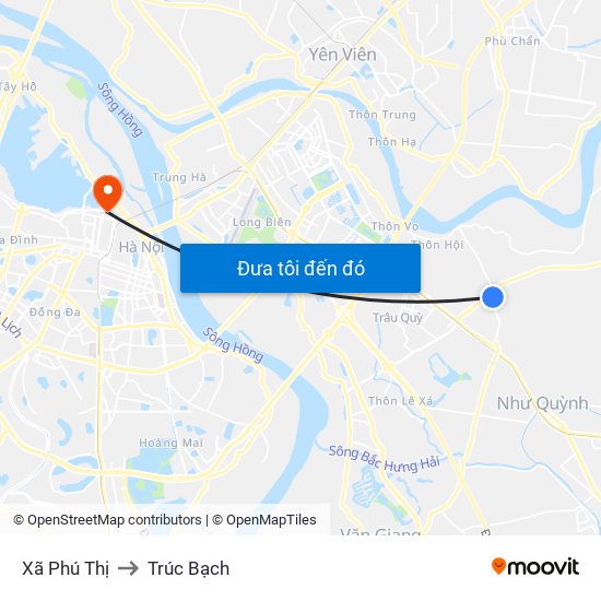 Xã Phú Thị to Trúc Bạch map