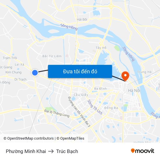 Phường Minh Khai to Trúc Bạch map