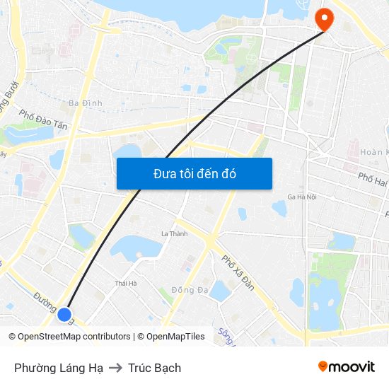 Phường Láng Hạ to Trúc Bạch map