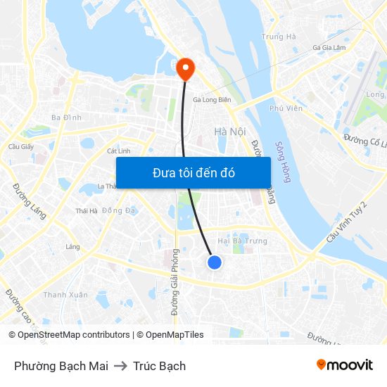 Phường Bạch Mai to Trúc Bạch map