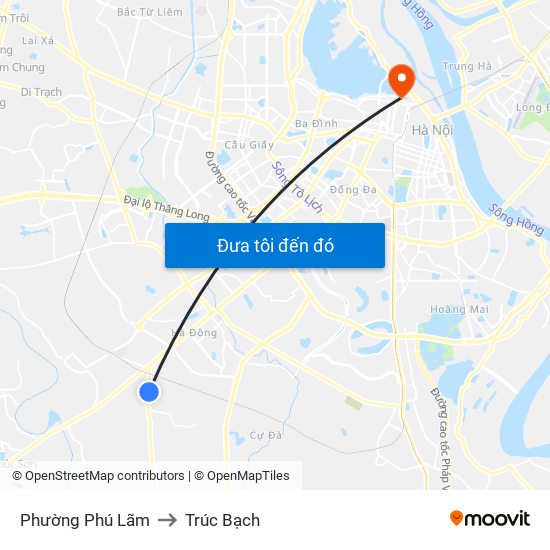 Phường Phú Lãm to Trúc Bạch map