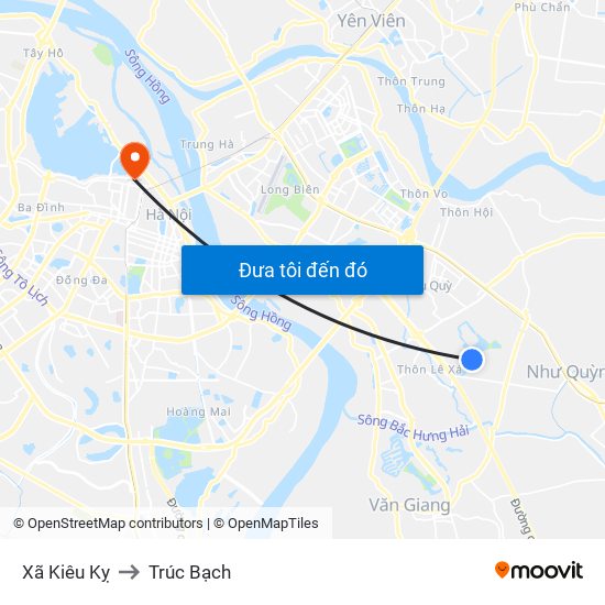 Xã Kiêu Kỵ to Trúc Bạch map