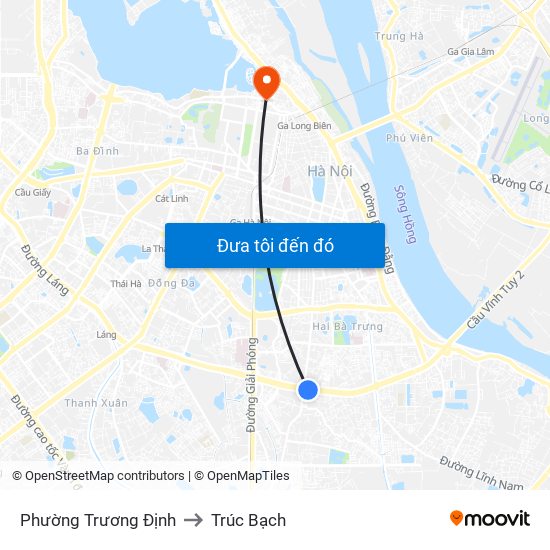 Phường Trương Định to Trúc Bạch map