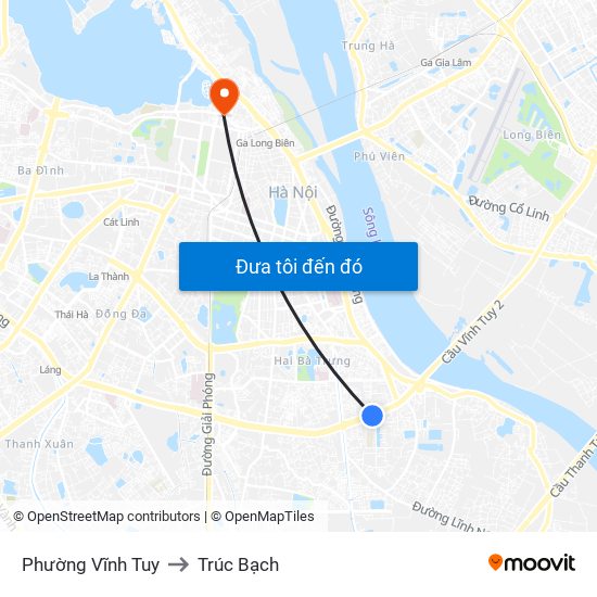 Phường Vĩnh Tuy to Trúc Bạch map