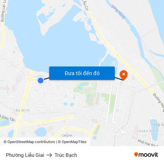 Phường Liễu Giai to Trúc Bạch map