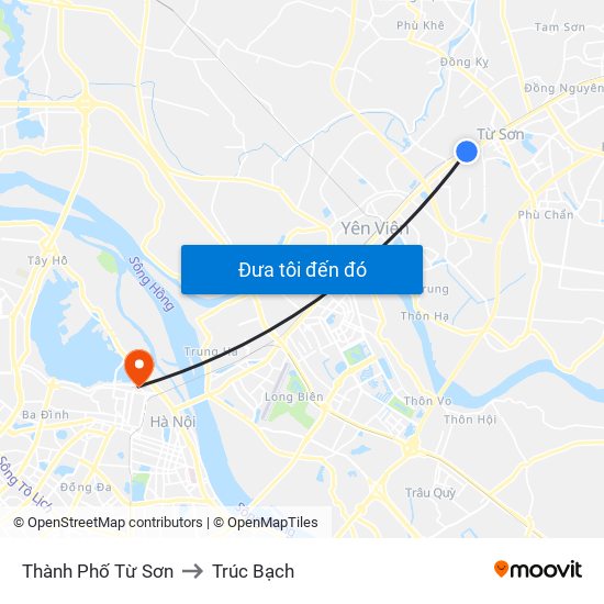 Thành Phố Từ Sơn to Trúc Bạch map