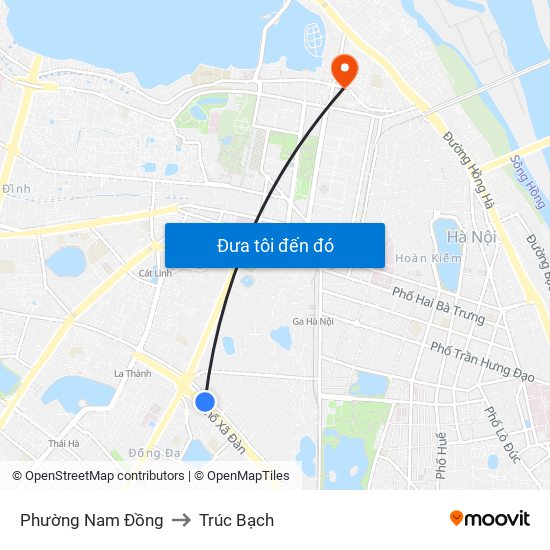 Phường Nam Đồng to Trúc Bạch map