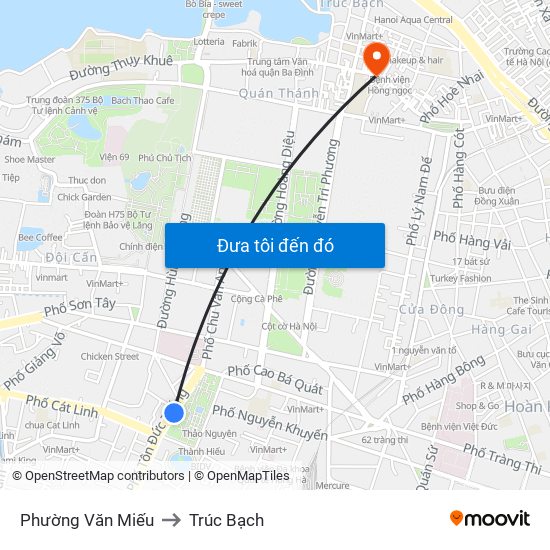 Phường Văn Miếu to Trúc Bạch map