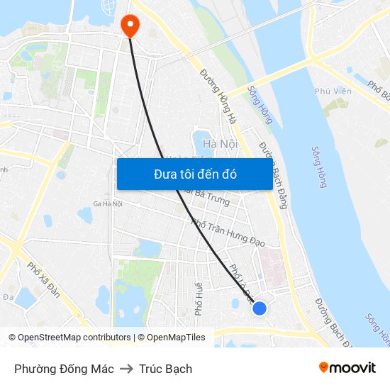 Phường Đống Mác to Trúc Bạch map