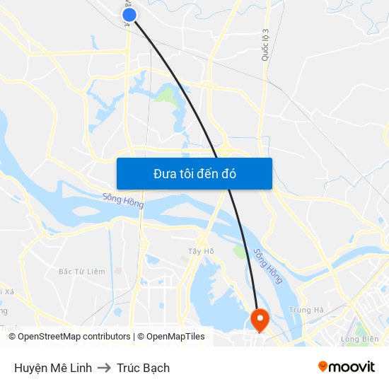 Huyện Mê Linh to Trúc Bạch map