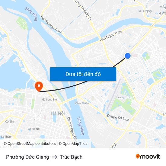 Phường Đức Giang to Trúc Bạch map