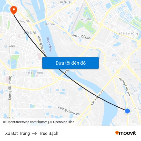 Xã Bát Tràng to Trúc Bạch map