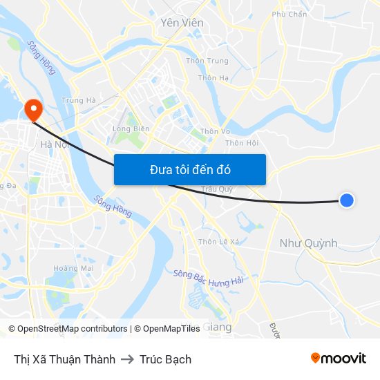 Thị Xã Thuận Thành to Trúc Bạch map