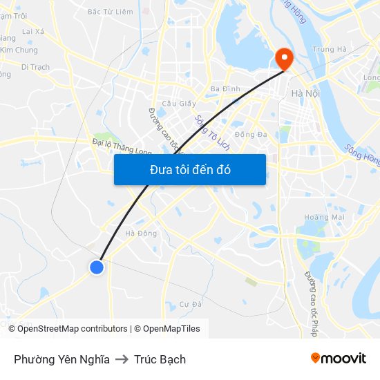 Phường Yên Nghĩa to Trúc Bạch map