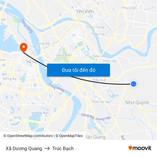 Xã Dương Quang to Trúc Bạch map