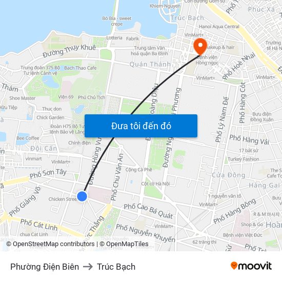 Phường Điện Biên to Trúc Bạch map