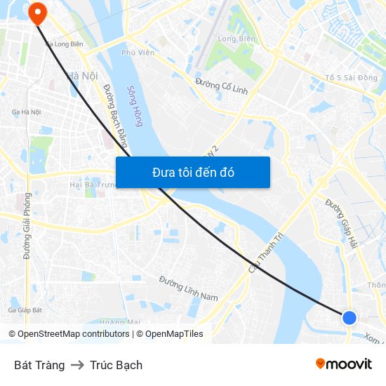 Bát Tràng to Trúc Bạch map