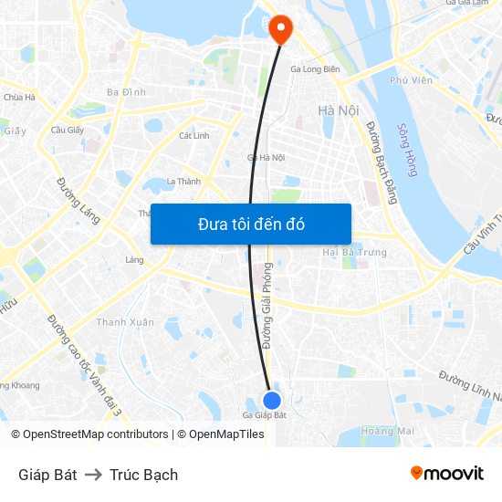 Giáp Bát to Trúc Bạch map