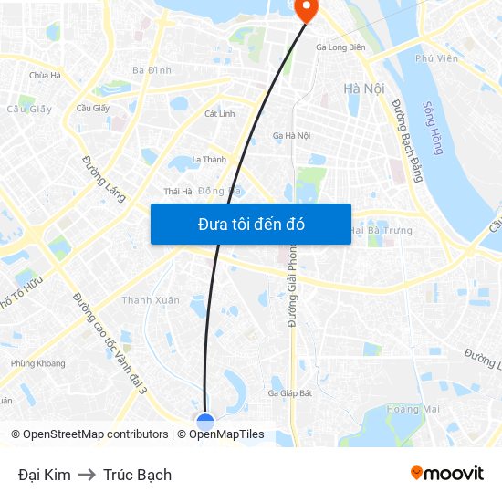 Đại Kim to Trúc Bạch map