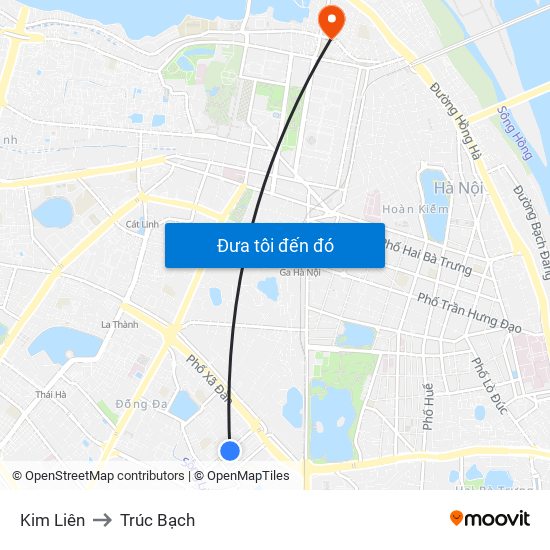 Kim Liên to Trúc Bạch map