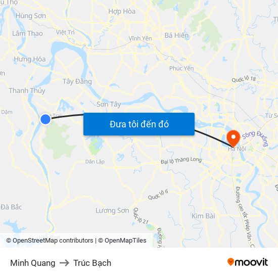 Minh Quang to Trúc Bạch map