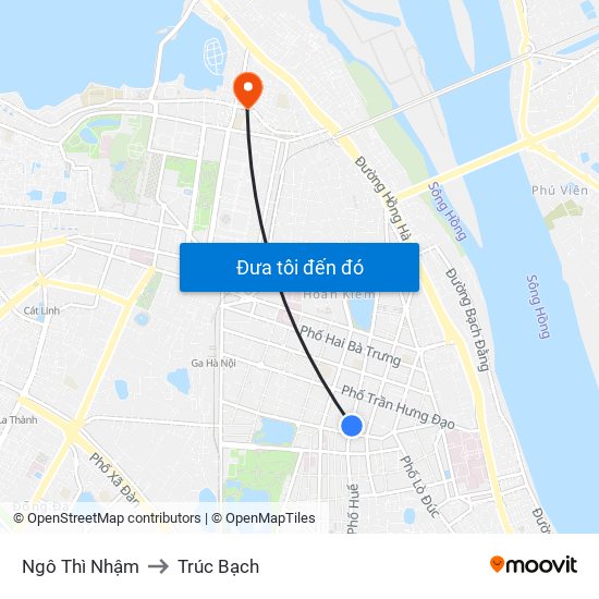 Ngô Thì Nhậm to Trúc Bạch map