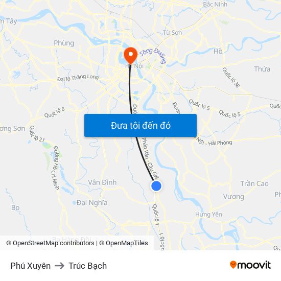 Phú Xuyên to Trúc Bạch map