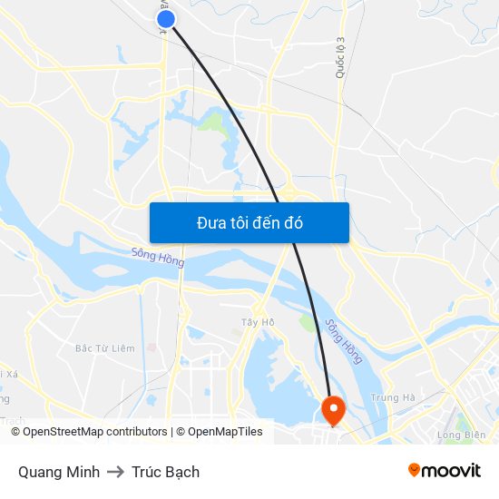 Quang Minh to Trúc Bạch map